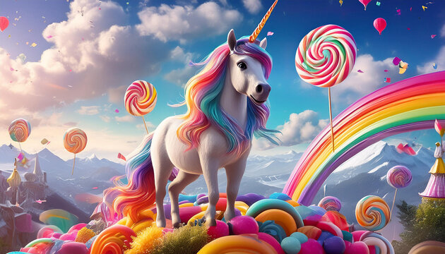 unicorno mondo magico caramelle 
