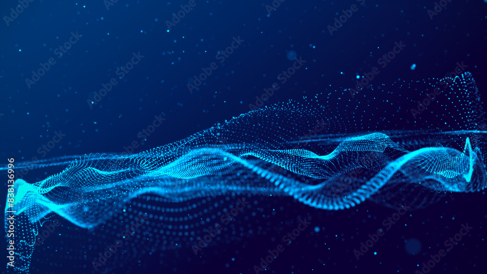 Canvas Prints a moving digital 3d wave. futuristic dark background. the concept of big data. cyberspace.
