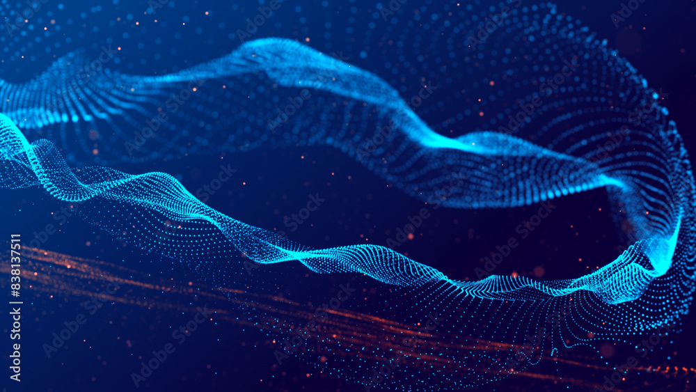 Canvas Prints a moving digital 3d wave. futuristic dark background. the concept of big data. cyberspace.
