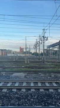 Timelapse moving on a train from Central Station, Milano, Italy