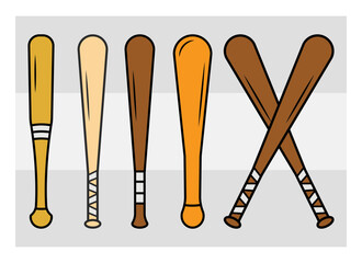 Baseball Bat SVG Clipart Bundle, Baseball Bat Silhouette, Sports Svg, Baseball Stick Svg, Bat Svg, Baseball Bat Png, Baseball Svg Images, Cut Files