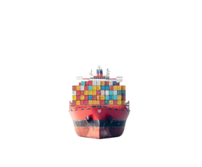 Cargo ship with colorful containers isolated