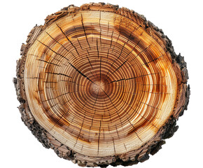 Fototapeta premium Tree log cross-section isolated on white