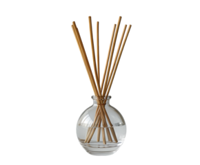 Aroma diffuser with reeds in glass bottle