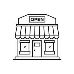 Store building icon line art