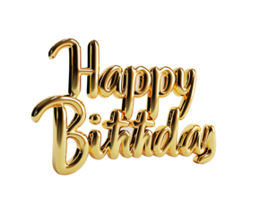 Happy Birthday in elegant cursive on white