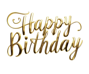 Happy Birthday in elegant cursive on white