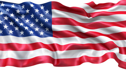 Fototapeta premium Waving American flag with vibrant colors, representing patriotism and national pride. PNG, transparent background