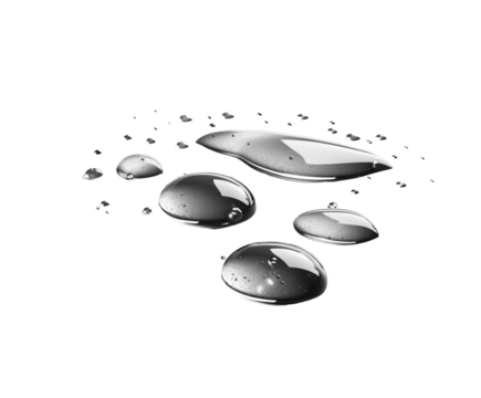 Shiny mercury drops isolated on white