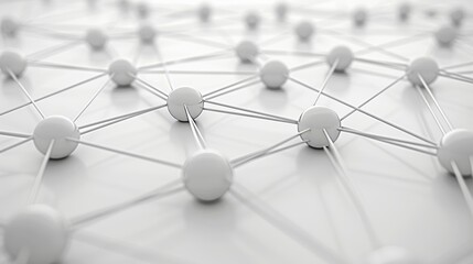 This is a 3D rendering showing a white global network on a bright background.