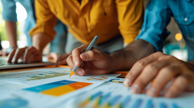 Market Strategy Team analyzing market charts and graphs, symbolizing strategic planning