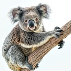 Fuzzy koala bear isolated on white background. High-resolution wildlife image