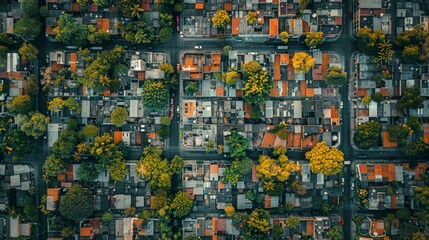 Fototapeta premium Aerial View of a Vibrant Cityscape: Capture the energy and vibrancy of a bustling city from above, highlighting its architecture