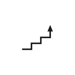 Angular arrow in the shape of stair treads. Vector illustration. 