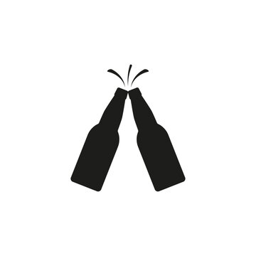 recommend clip art: Two beer bottles icon. Clink, cheers and toasting. Vector illustration white background.