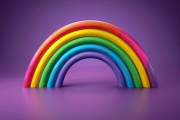 Minimalistic rainbow arch against a purple background blending simplicity with elegance in a modern digital art style