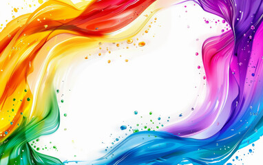 Obraz premium A colorful, rainbow-colored wave with a white background