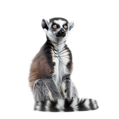 Obraz premium Curious lemur isolated on white background. High-resolution wildlife image