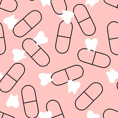 Medicine pills seamless cartoon doctors care pattern for wrapping paper