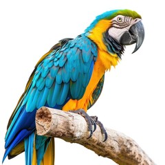 Obraz premium Colorful macaw parrot isolated on white background. High-resolution bird photography