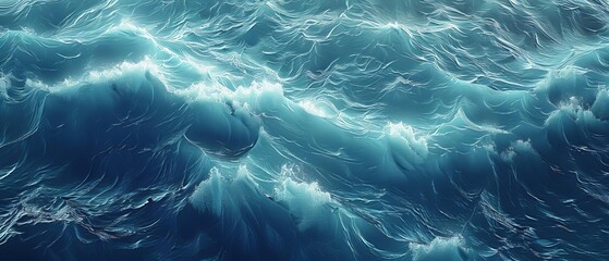 Abstract blue water surface with white foam.