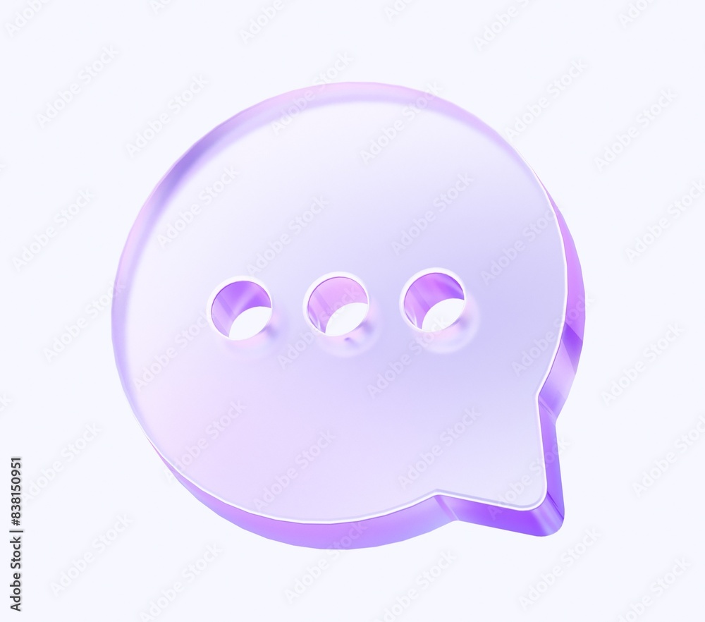 Fototapete glass chat bubble shape with colorful gradient. 3d rendering illustration for graphic design, presentation or background