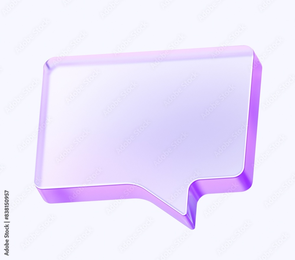 Fototapete glass chat bubble shape with colorful gradient. 3d rendering illustration for graphic design, presen