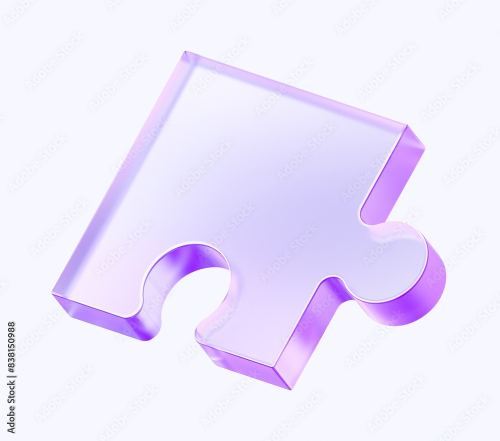 Fototapete glass puzzle icon with colorful gradient. 3d rendering illustration for graphic design, presentation