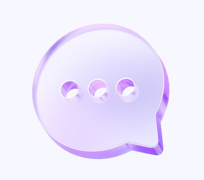 glass chat bubble shape with colorful gradient. 3d rendering illustration for graphic design, presentation or background