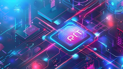 OTA over-the-air update illustration with written OTA in middle of data flow to upgrade a firmware background