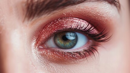 Obraz premium eye of a woman with makeup with eye shadow generative ai