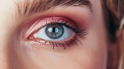 Fototapeta premium eye of a woman with makeup with eye shadow generative ai