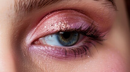 Obraz premium eye of a woman with makeup with eye shadow generative ai