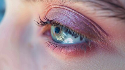 Obraz premium eye of a woman with makeup with eye shadow generative ai