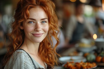 Obraz premium Portrait of red hair woman. authenticity and uniqueness concept.