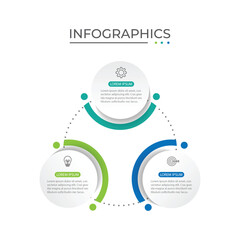 Vector infographic business presentation template with circular interconnection with 3 options.