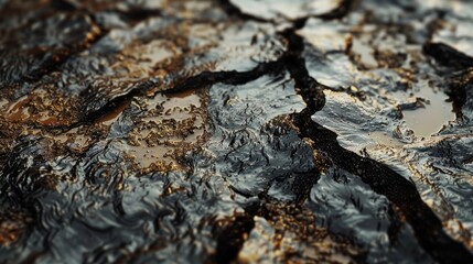 Obraz premium Crude oil spills on the ground cause pollution. generative ai