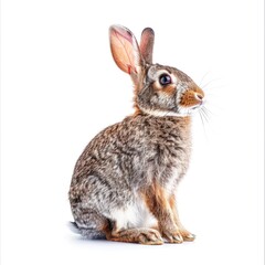 Obraz premium High-resolution image of a cute white rabbit against a clean white background, ideal for various projects.