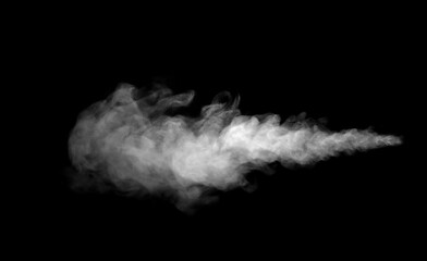 Collection of animated white smoke on black background. Smoke clouds. Isolated abstract lines.
