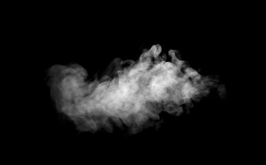 Collection of animated white smoke on black background. Smoke clouds. Isolated abstract lines.