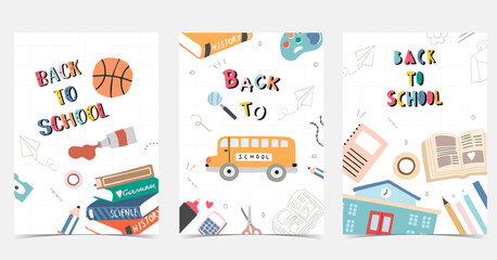 Fototapeta premium back to school background with stationery for a4 vertical design