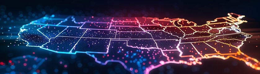 Abstract Russia map composed of vibrant dots, minimalistic design, colorful, ample space for text, artistic feel