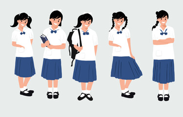Fototapeta premium girl character for Thai student uniform