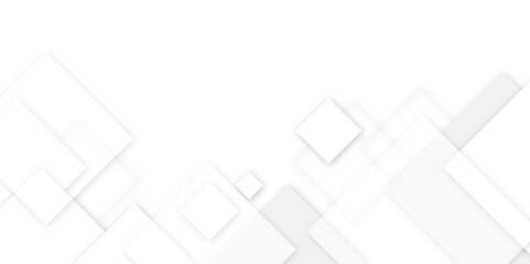 Square pattern on banner with shadow. Abstract white and grey color geometric background with copy space. Modern and minimal concept. You can use for cover, poster, banner web.	