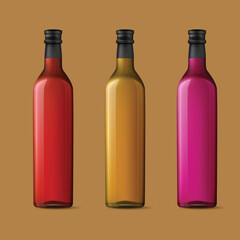 bottles of wine isolated with grape vector