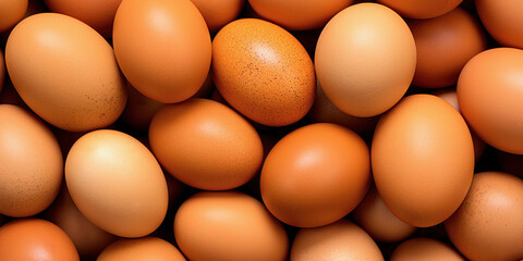 Fresh Brown Eggs Piled Together With Varied Shades and Textures in Natural Light