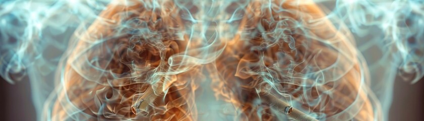 Obraz premium Lung of a smoker with cigarettes, x - ray of the organ