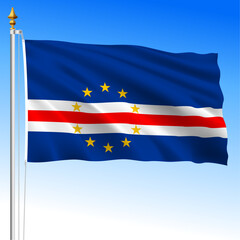 Cape Verde Republic, official national waving flag, african country, vector illustration