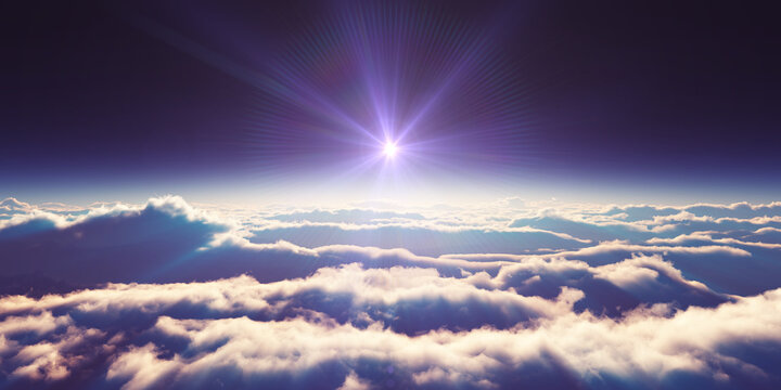above clouds sunrise sun ray illustration