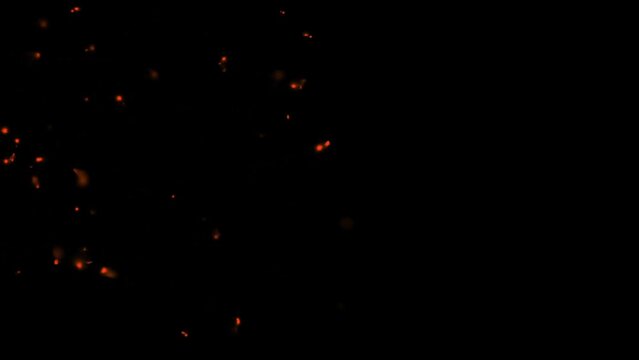 Burning Fire Embers Flying Particles Glowing In The Dark 4K Overlay Effect